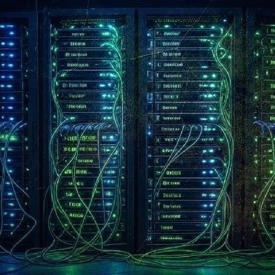 An artistic rendition of a server bank.